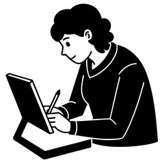 person working on laptop silhouette vector 