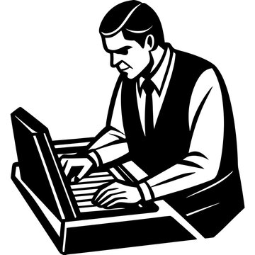 recommend clip art: person working on laptop silhouette vector 