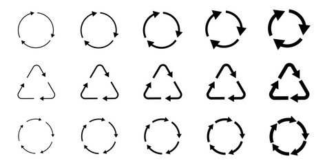 Recycle symbol collection.  Set of recycle vector icons. Vector illustration