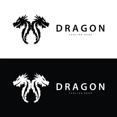 Black silhouette design simple dragon logo animal legend template illustration