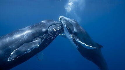 Naklejka premium Whale Kiss - Mother and Calf in Tonga