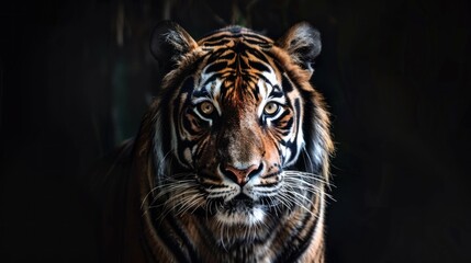 Fototapeta premium tiger on dark background.