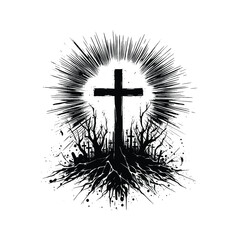 Cross and Resurrection Show the cross with a burst of light symbolizing resurrection