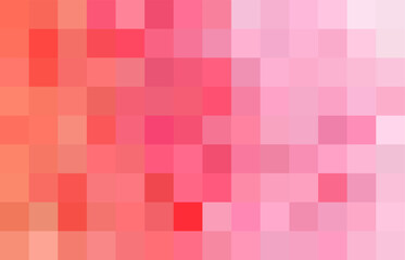 Red and pink mosaic pixel background. Gradient abstract tile background. Artistic puzzle background.