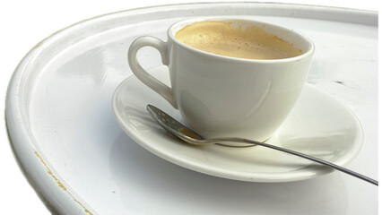 cup of coffee with spoon isolated on white