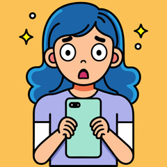 Cartoon man with phone vector art illustration