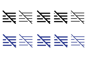 Text alignment and various features - icon set on white background.
