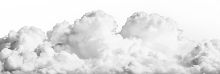 White cumulus clouds against a transparent background, creating a dramatic and powerful visual impact