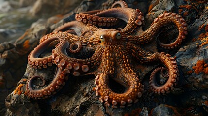 Obraz premium Generative AI illustration of detailed octopus shot