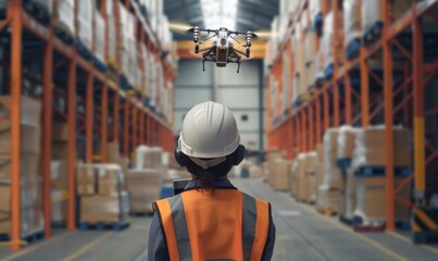 Female Manager Overseeing Logistics Operations with Advanced Technology, Using a Tablet While a Worker Loads Cardboard Boxes into a Delivery Truck at a Retail Warehouse. Perfect for Depicting Online S