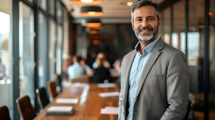 Portrait of a confident CEO standing in a boardroom, leadership