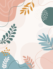 Design banner frame background .Colorful poster background vector illustration.Exotic plants, branches,art print for beauty, fashion and natural products,wellness, wedding and event.