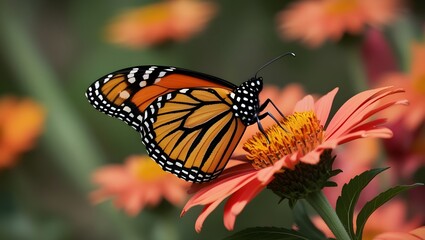 Fototapeta premium Monarch Butterfly Perched on a Vibrant Echinacea Flower