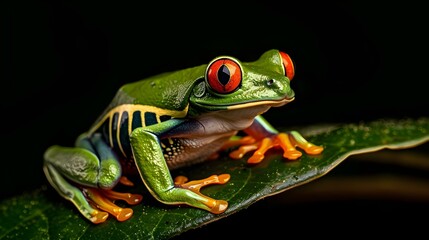 Red-eyed tree frog (Agalychnis Callidryas) on a leaf