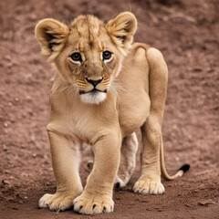 Naklejka premium Lion Fake Puma Panther CGI Strong Beautiful Big cat Fur