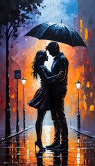 romantic couple oil portrait 