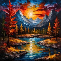 Obraz premium Oil Painting Landscape