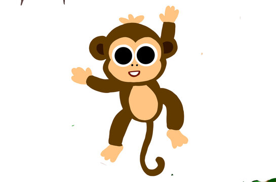 Cutw little monkey cartoon clipart and illustration