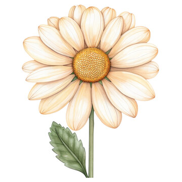 watercolor daisy flower with yellow center clip art preview