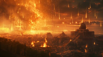 God Punishes Sodom and Gomorrah by Raining Sulfur and Fire from Heaven, Biblical Story