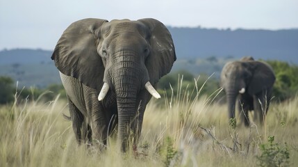 Fototapeta premium African elephant bulls in the field