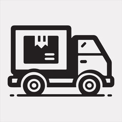 Delivery truck silhouette vector on a white background