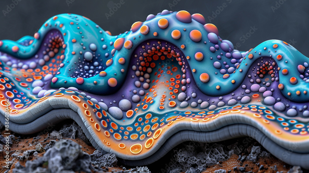 Poster colorful organic waves with bubble patterns..