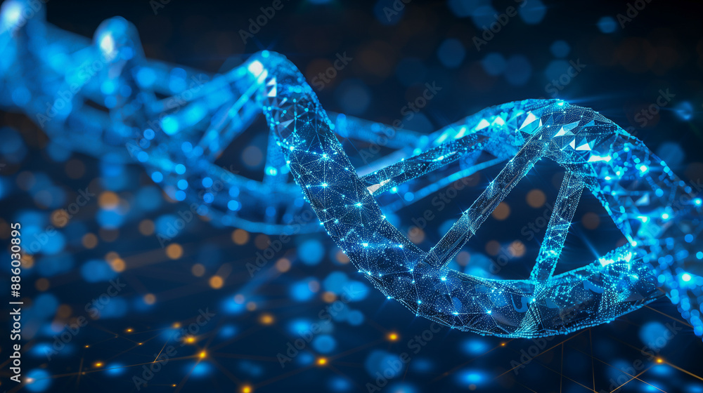Poster futuristic digital representation of a dna helix..