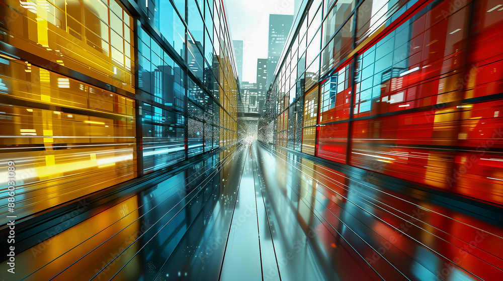 Poster dynamic urban reflections in motion..