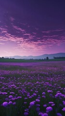 Obraz premium Purple sky and purple field scenery photo, dreamy, high definition wallpaper, iPhone wallpaper
