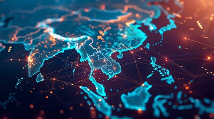 digital blue world map