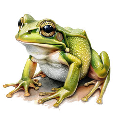 Obraz premium Illustration of a Frog Isolated on Transparent or White Background, PNG