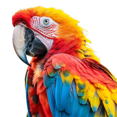 Fototapeta premium Macaw Bird Isolated on Transparent or White Background, PNG