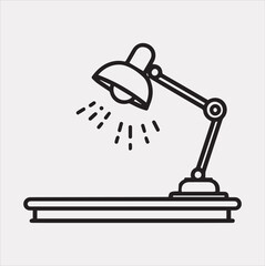 Desk lamp line Art silhouette vector on a white background