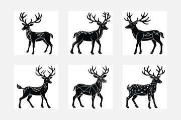 Deer vector silhouette set