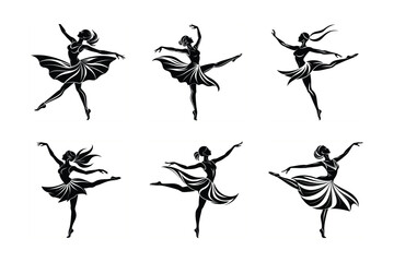 ballet dancer girl  black and white ballerina  silhouette
