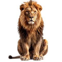 Fototapeta premium Sitting Lion Isolated on Transparent or White Background, PNG