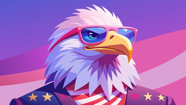 &Aacute;guila calva con gafas patri&oacute;ticas: 4 de julio.
&Aacute;guila americana con gafas de rayas estrelladas.
Fiesta del 4 de julio: &aacute;guila con gafas patri&oacute;ticas.&Aacute;guila Patri&oacute;tica con gafas de rayas estrelladas: f