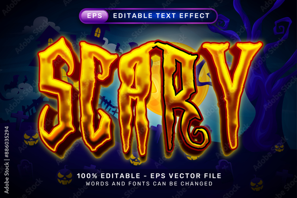 Poster scary halloween text effect and editable text effect with halloween background