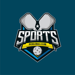 Pickle ball logo badge emblem. Emblem set collection vector illustration for a pickle ball club