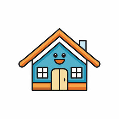 Cartoon real state simple logo icon vector art illustration