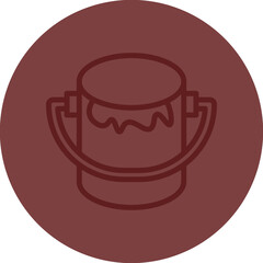 Paint Can Vector Line Maroon Circle Maroon