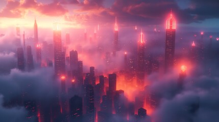 pattern of layered, translucent shapes in neon colors against a dark background