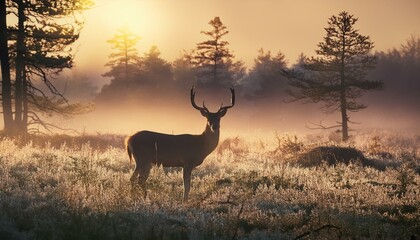 Fototapeta premium deer in the sunset