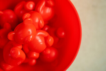 Red color animals sorter toy. Educational games for colors sorting