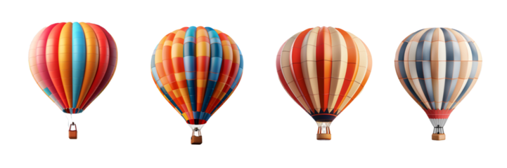 Collection of air balloon isolated on transparent background. Generated Ai