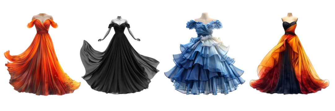 Collection of fashion dress isolated on transparent background. Generated Ai - Powered by Adobe