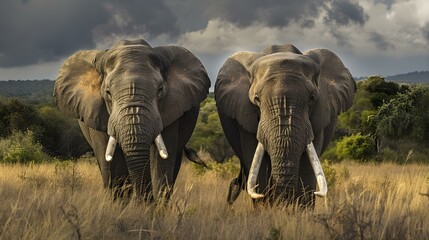 Fototapeta premium African elephant bulls in field, Eastern Cape, South Africa