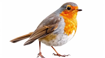 Robin Erithacus rubecula isolated on white background
