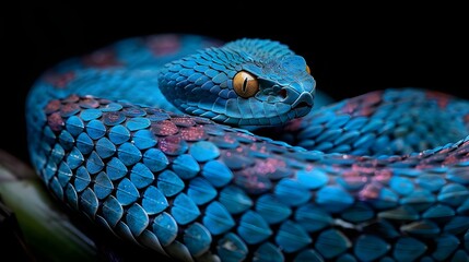 Fototapeta premium Blue pit viper from Indonesia